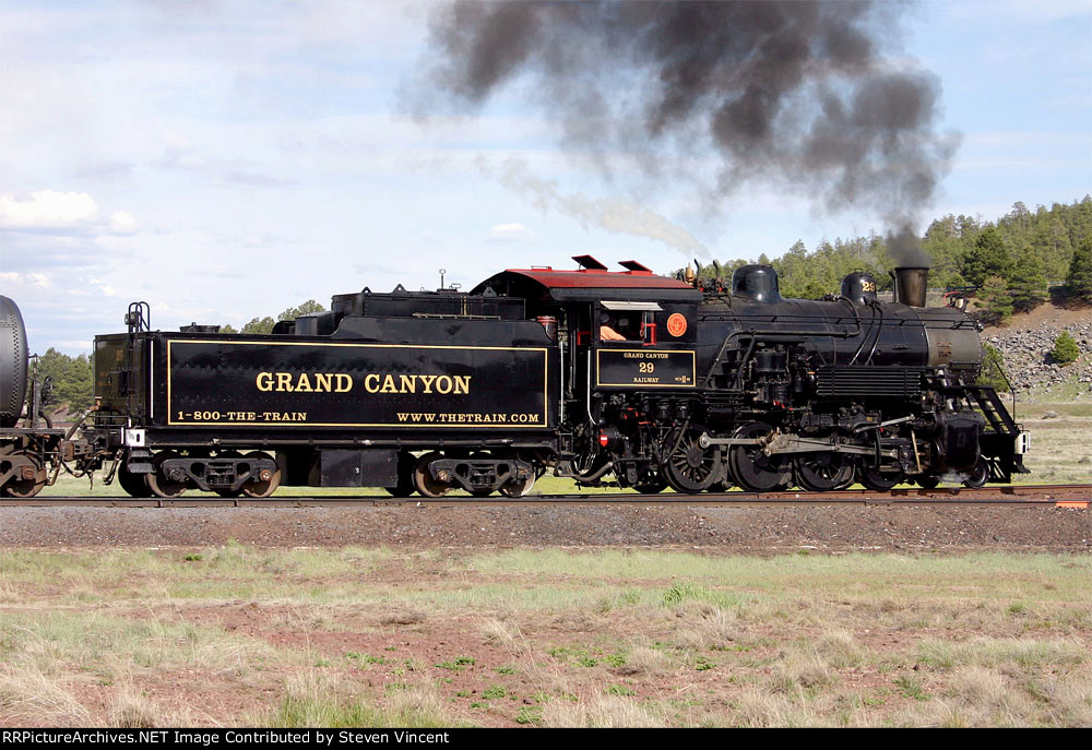 Grand Canyon Railway Alco 2-8-0 #29 turning on wye with morning train.